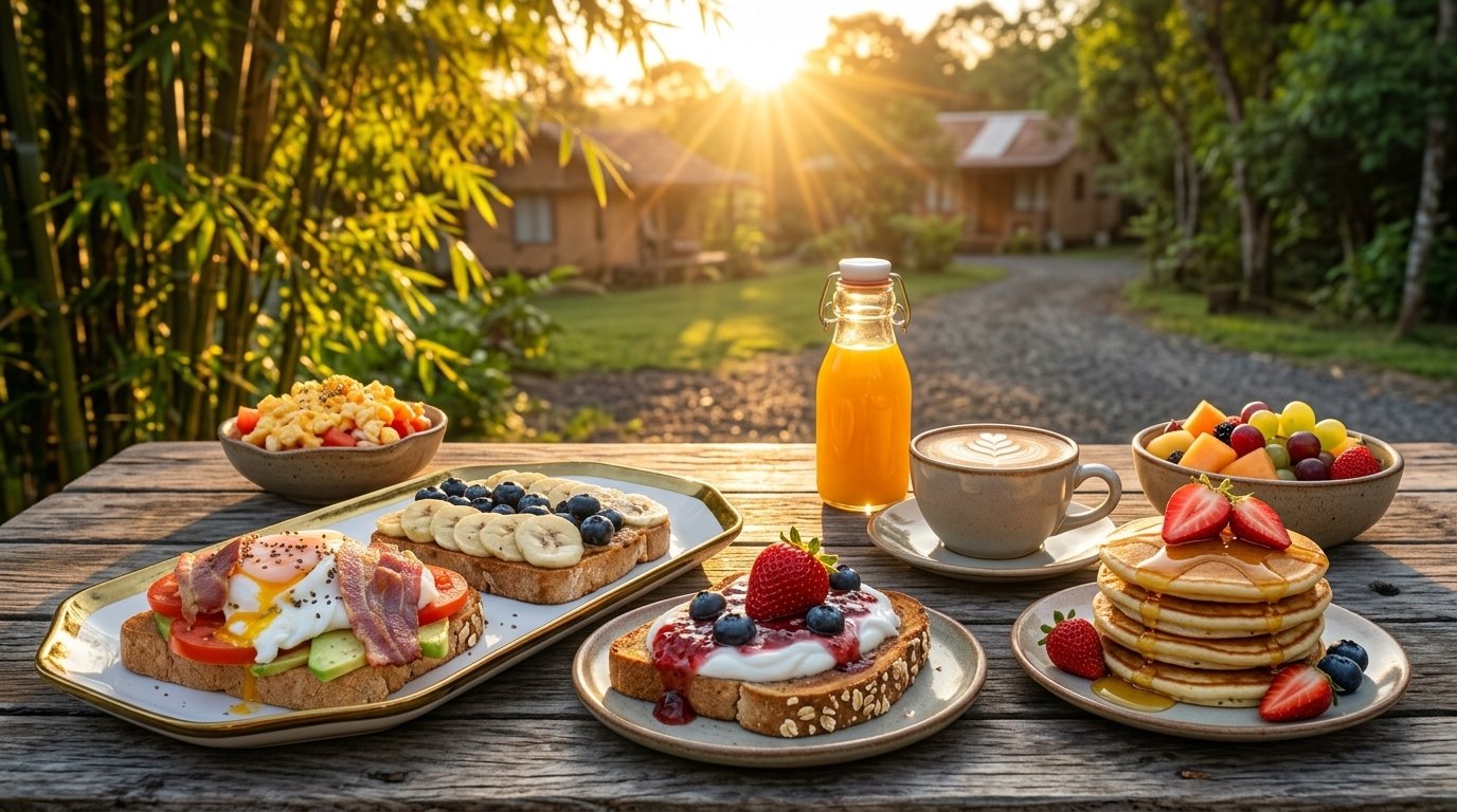 Desayuno servido en Cabaña Arai